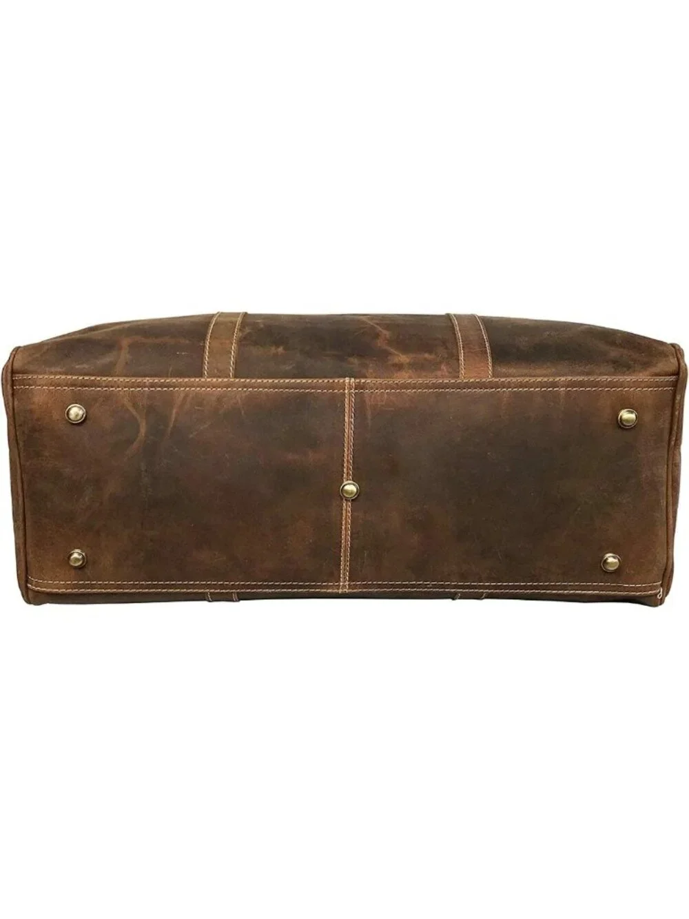 Full Grain Leather Duffle Bag for Men, Buffalo Weekend Travel Bag with Pockets